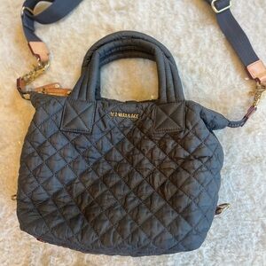 MZ Wallace Grey Quilted Shoulder Bag with Adjustable Strap